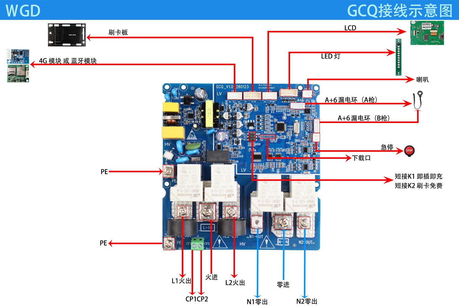 GCQ交流双枪壁挂主板接线图