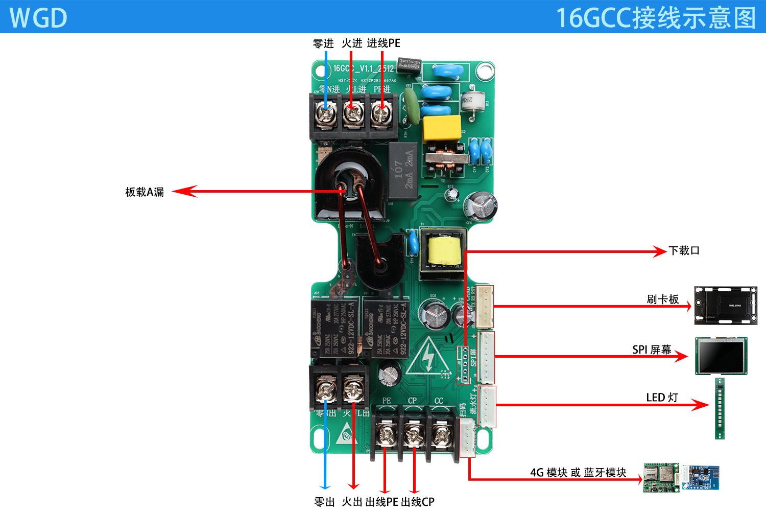16GCC交流单枪随车充主板接线图